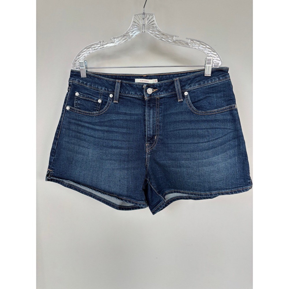 Levis A-Line Shorts Womens 32 Dark Wash Denim High Rise Jean Shorts